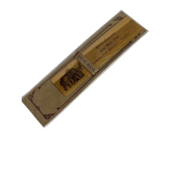 Wooden Elephant Bookmark New Thailand God Bless You Lutheran Thailand - Picture 5 of 5